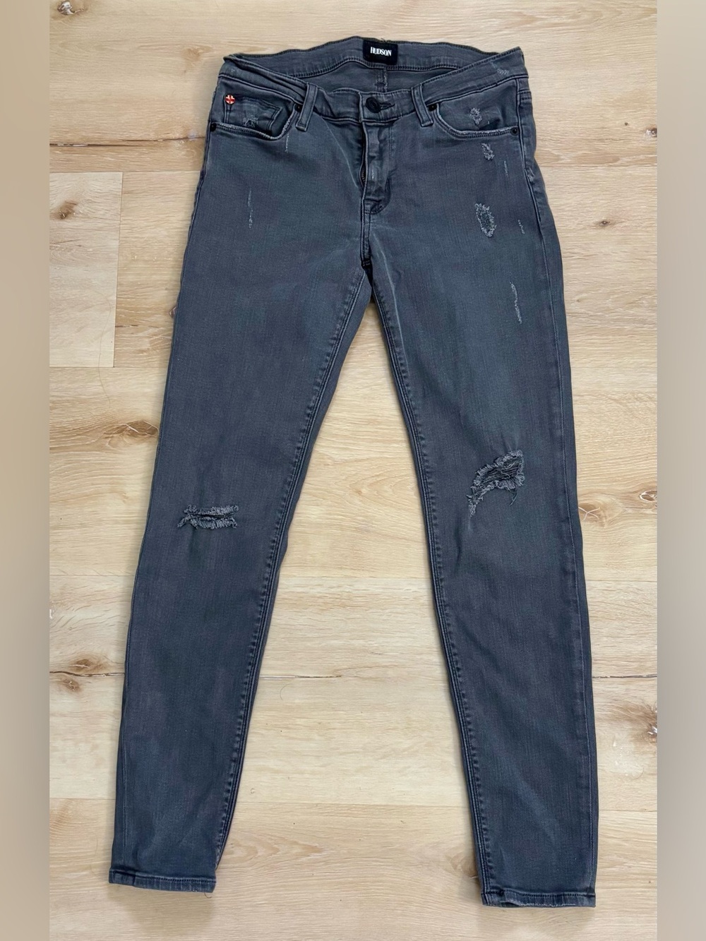 Hudson Women's Distressed Skinny Jeans - Dark Gray